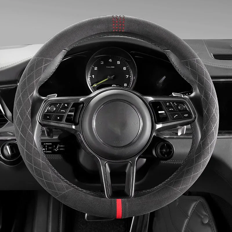 Suede Steering Wheel Cover All Season General Motors Leather Handle Cover Anti Slip Sweat Absorbing For BMW Mercedes Benz VW