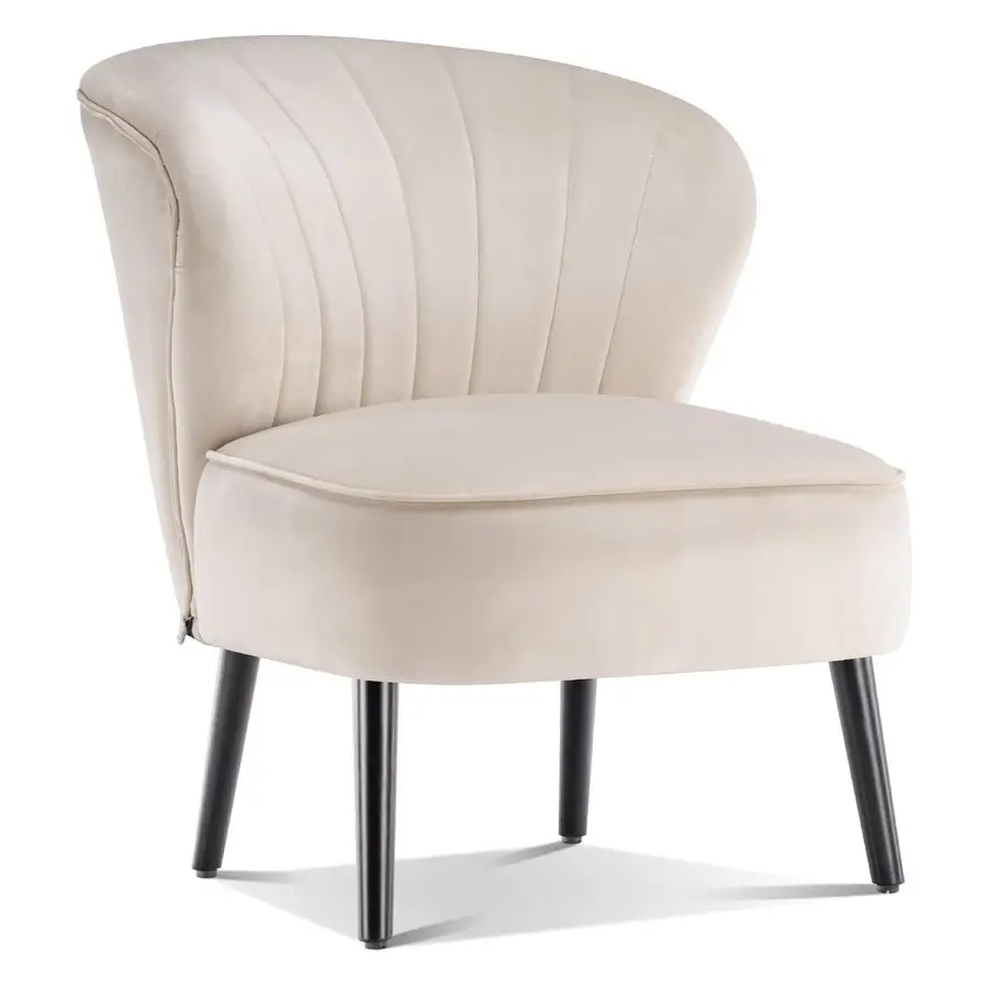 

Стул с бархатным акцентом, тафтинговые клубные стулья, мягкий боковой стул с ножками, туалетный столик для гостиной, спальни 4720 1, кремовый Wh