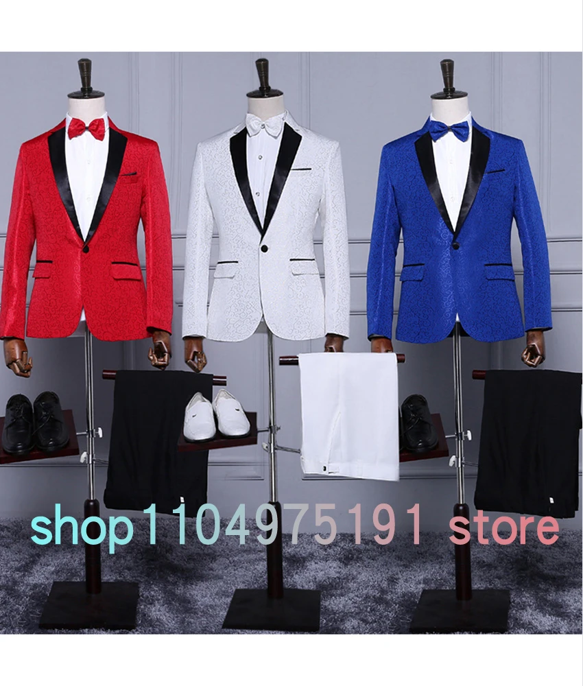 Graceful Embroidered wedding men's suit Delicate 2-piece Men's Suit ( Blazer+Pants ) Men's Stage Costume Homecoming Gowns