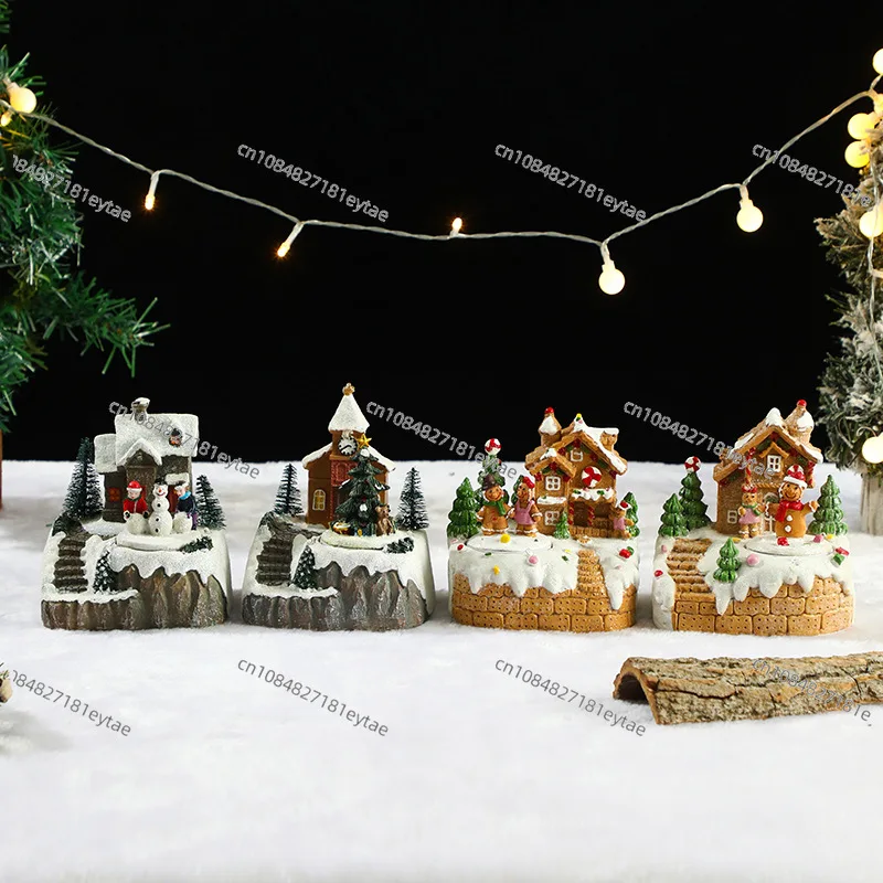 جديد عيد الميلاد الحلي الموسيقى الكهربائية متوهجة منزل أضواء LED منزل الثلج عيد الميلاد الحلي الهدايا