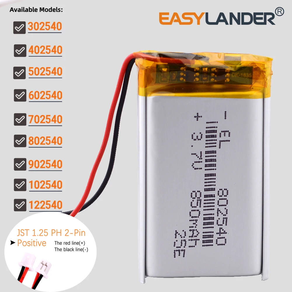 

XHR-2P 1.25mm 3.7V 600mAh 402540 Lithium Polymer Li-ion Lipo Battery 302540 502540 602540 702540 802540 902540 102540