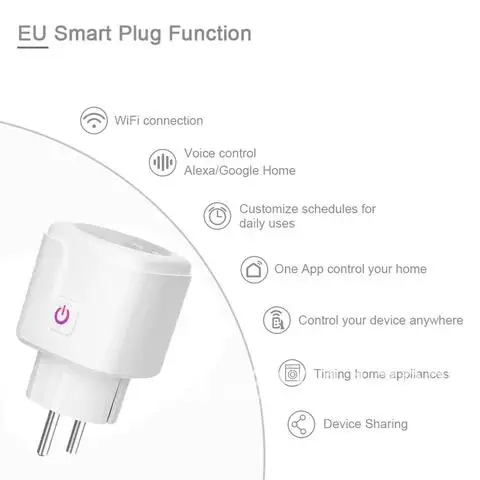 WiFi Smart Plug 16A EU Brazil Socket Wireless Remote Voice Control Power Energy Monitor Outlet Timer Works for Alexa Google Home