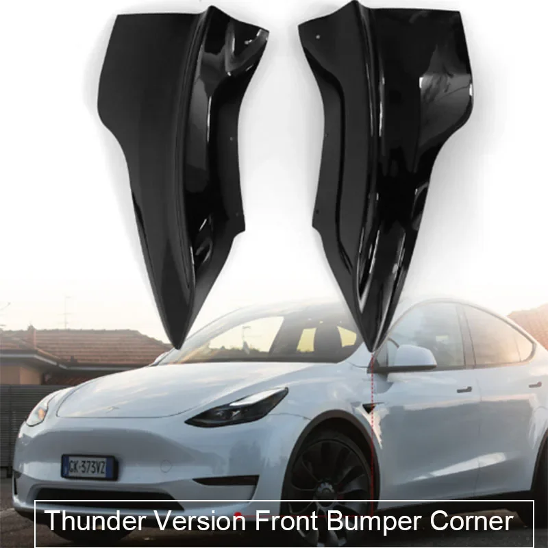 

For Tesla Model 3 Y Anti-Collision Car Thunder Style Corner Guard Front Bars Front Lip Protective Kit Front Bumper Corner Strip