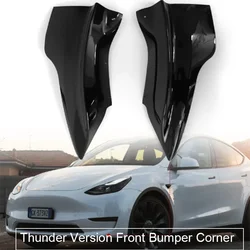 Protector de esquina anticolisión para coche, barras delanteras, Kit protector de labios delanteros, tira de esquina de parachoques delantero, estilo Thunder, Tesla Model 3 Y