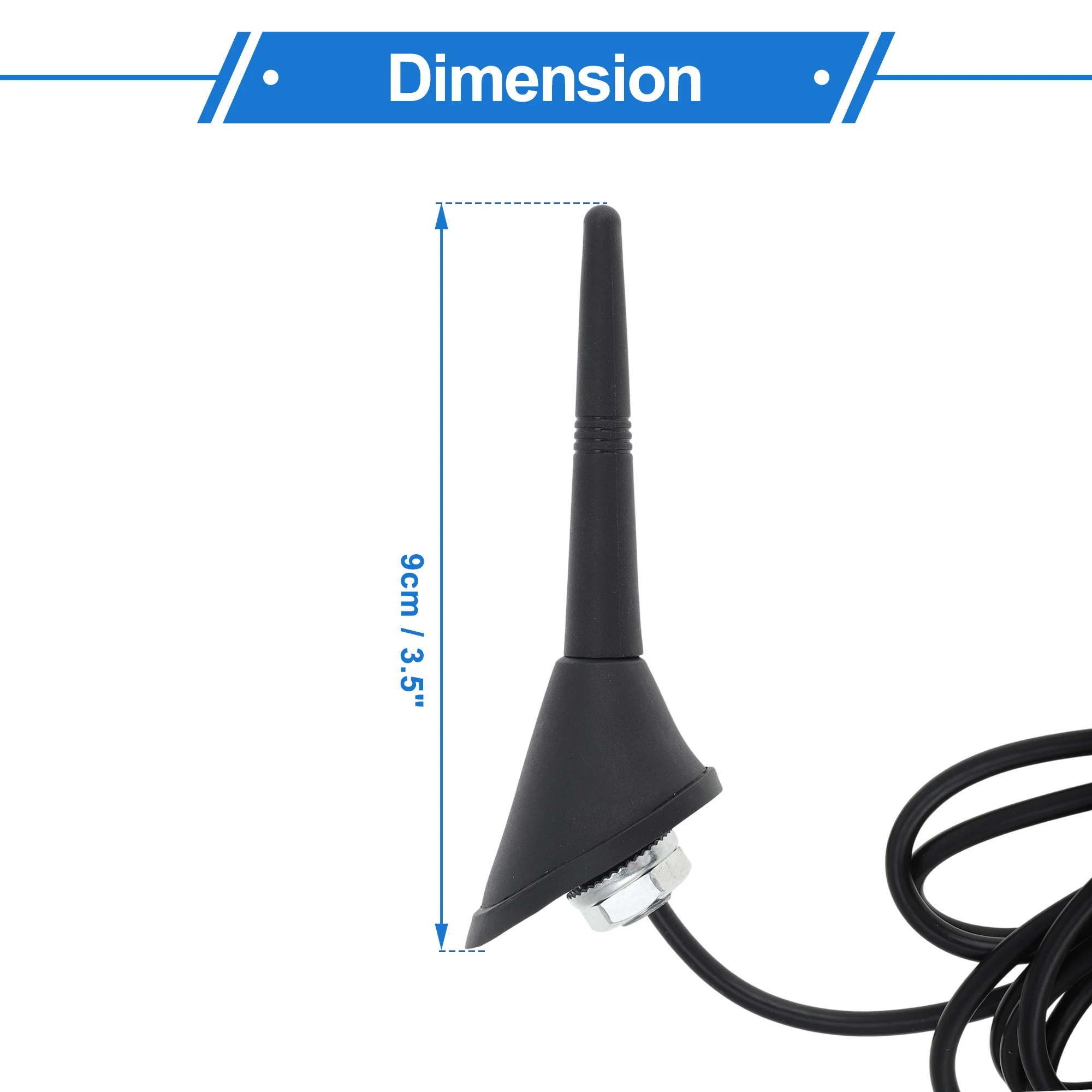 UXCELL 9cm AM/FM Radio Signal Antenna Mount Car Radio Aerial with 15cm-500cm Cable Black Rubber ABS Metal Automotive Electronics