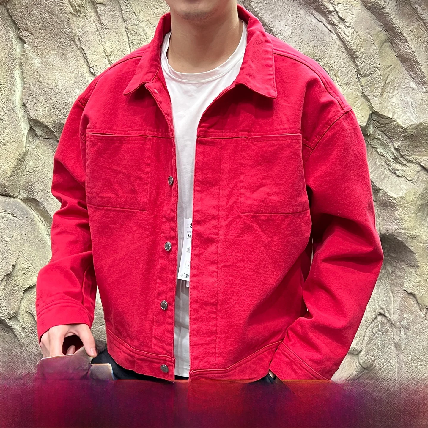 

Slim Fit American Retro Denim Jaet for Men Faionable Versatile Turn-down Collar Autumn Winter Polyester Fiber Long Sve