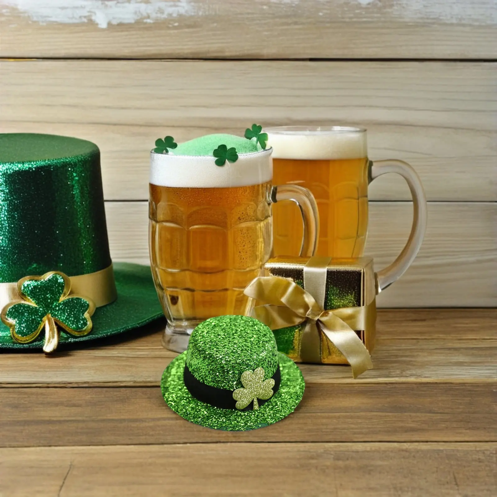 

4Pcs Hair Clips Shiny Sequin St Patricks Mini Top Hats Mini Green Leprechaun Hat Accessories Saint Patrick's Day Party Hairpins