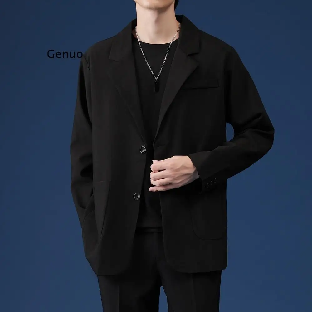 Blazer Men Oversized Spring Autumn Korean Fashion Casual Suit Jacket Streetwear Clothes Mens Single Breasted Blazer Lightweight