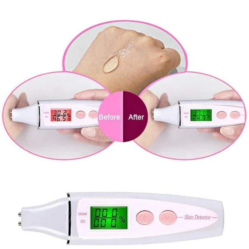 Analisador de pele digital lcd, detector preciso, testador de umidade de óleo de pele para cuidados com a pele do rosto com sensor de biotecnologia, monitor de spa