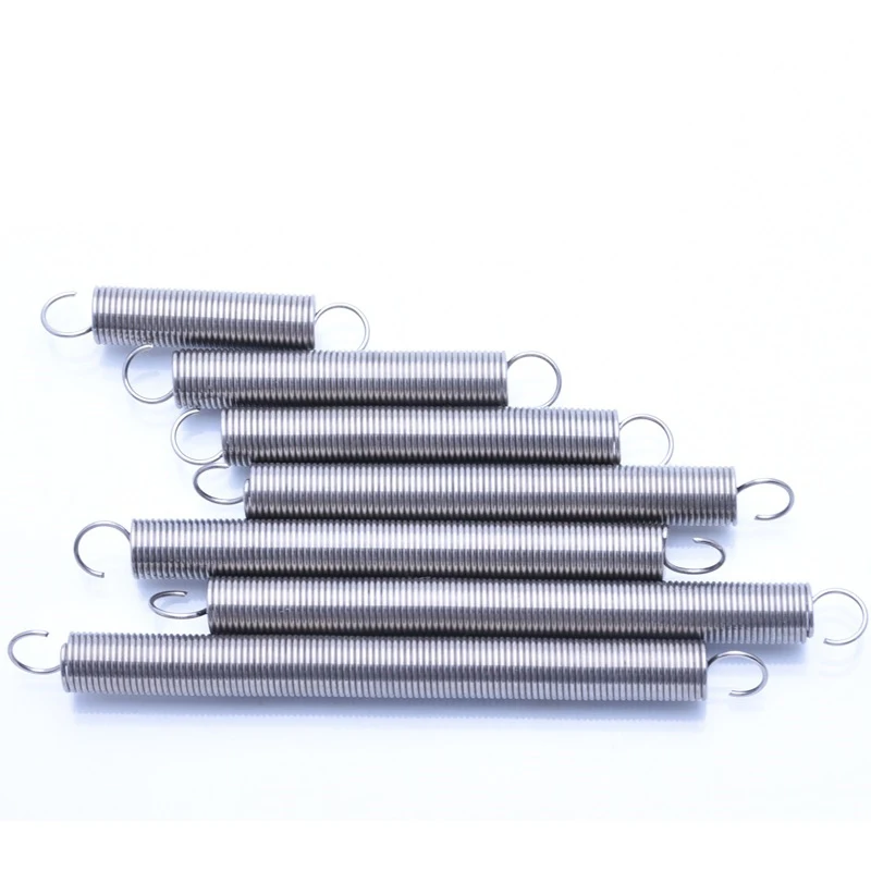 304 Stainless Steel Open S Hook Tension Spring 2mm Cylindroid Helical Draught Extension Expansion Tensile Spring Length 40-330mm