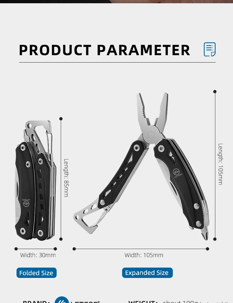 LETGOS Micro Multitool 8-in-1 Mini Tragbare Zange, Taschen-EDC-Zange Messer Schraubendreher-Set Outdoor Tragbares Taschenwerkzeug – Detail 13