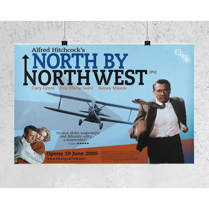 NJ450 NORTH BY NORTHWEST Movie 1959 Alfred Hitchcock Cary Grant Wall Sticker Silk Poster Art Home Decoration