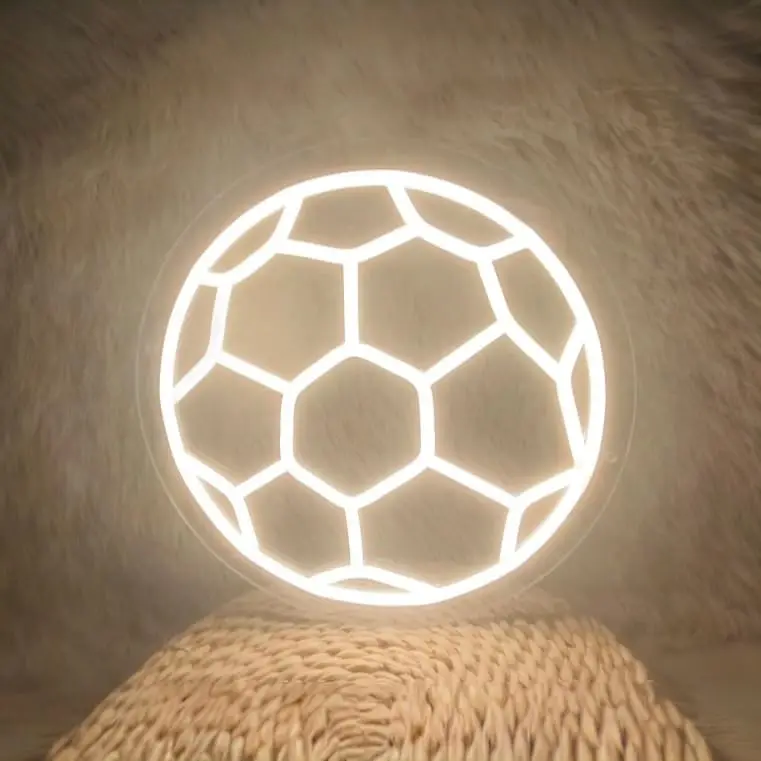 

Неоновая LED-вывеска в форме футбольного мяча, теплый белый свет, с регулировкой яркости, питание от USB, для офиса, детских подарков, спальни, мужской комнаты, спортивного бара, декора стен