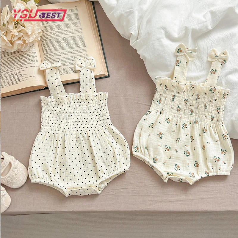 

Baby Cotton Rompers Sleeveless Clothes Newborn Girls Clothes Toddlers Flower bow Kids One-pieces Bodysuits Summer Outfit Kids