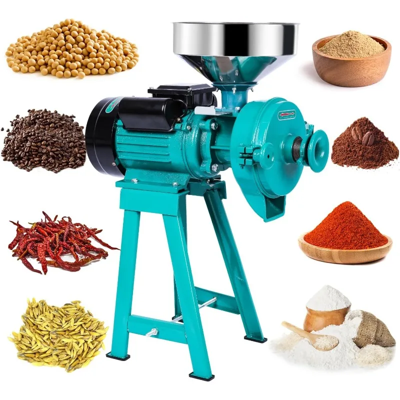 Electric Grain Grinder Mill Molino De Maiz Electrico 3000W 110V Wet Dry Corn Grinder Corn Mills, Commercial Grain Mill Machine