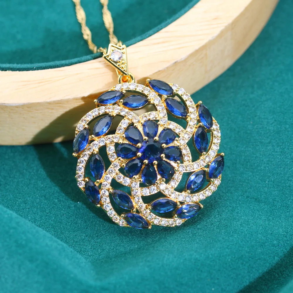 Elegante mehrfarbige Zirkonia-Anhänger-Halskette für Damen – 18 Karat vergoldet – perfekt für Hochzeiten, Valentinstag und Weihnachten – Detail 4