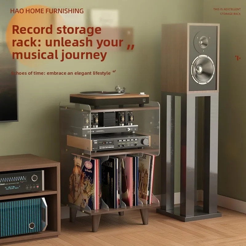 Floor-to-ceiling vinyl record player storage cabinet, home record player storage cabinet, record storage rack