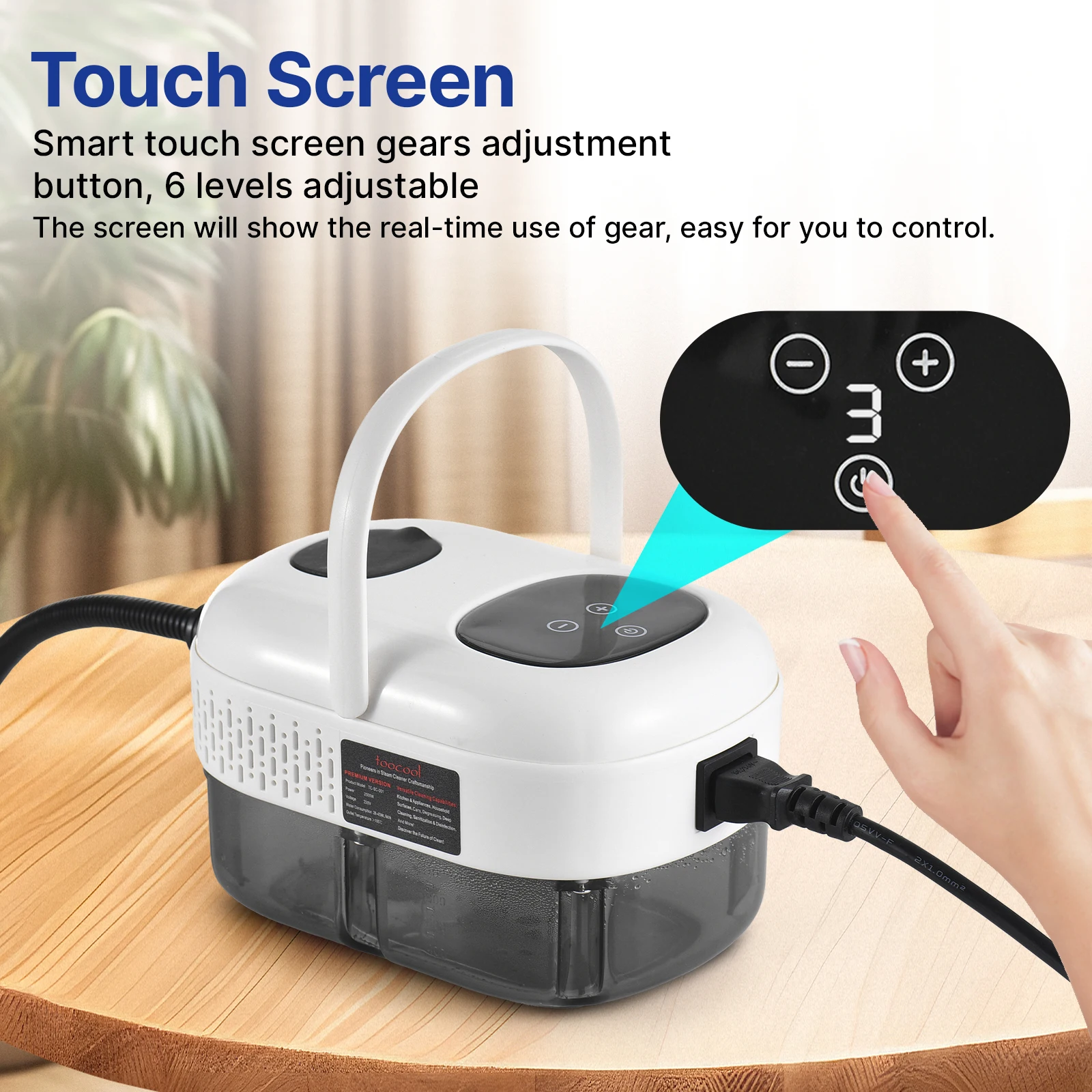 Pressurized Handheld Multi-surface Steam Cleaner 6 Levels Adjustable Deep Cleaning Steamer with Portable Handle for Clothes Car