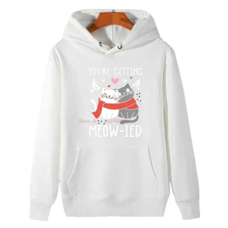 You're Getting Meow-Ied Funny Gamer Graphic Hooded Sweatshirts Winter Hoodie Thick Sweater Fleece Hoodie Men's Winter Clothes