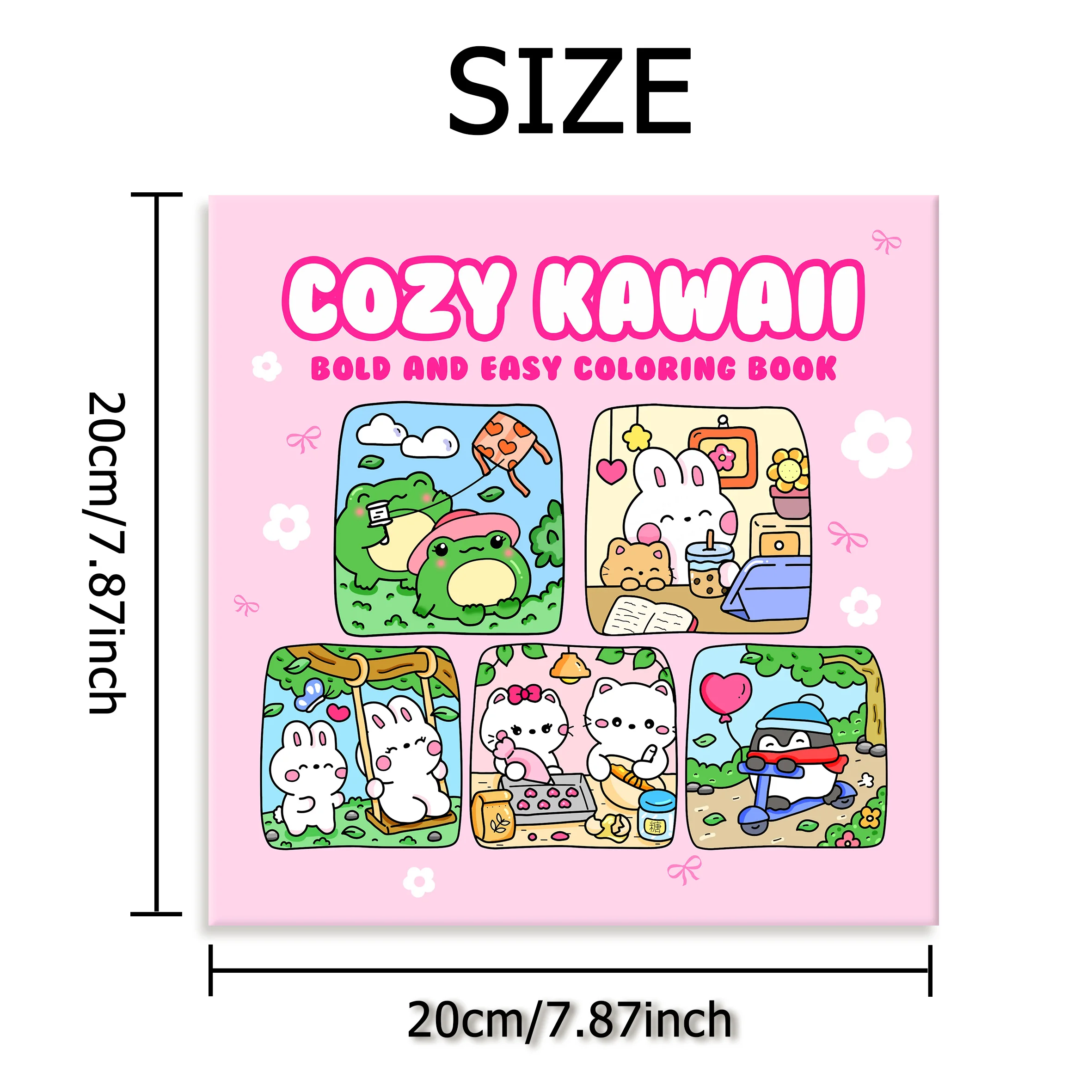COZY KAWAII Bold-easy Patterns Coloring Book for Adults Cute Drawing Book Perfect Gift for Party and Birthday