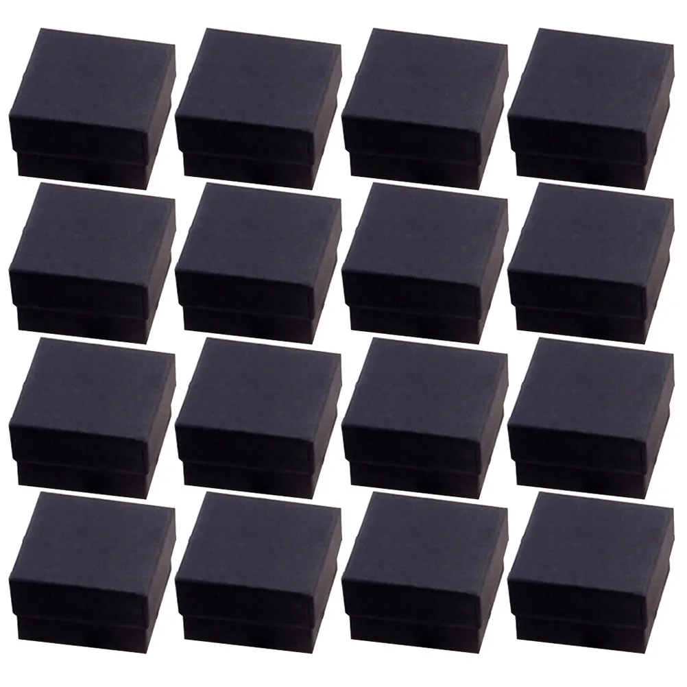 48Pcs Jewelry Storage Boxes Black Kraft Paper Small Size Cases Foam Included for Rings Earrings Gifts Jewelry Box