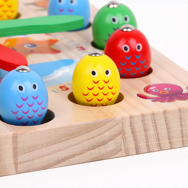 Nuevos niños aprendiendo y educación reloj de madera juguete juego de pesca Nixie reloj números tiempo divertidos Gadgets juguetes interesantes regalos