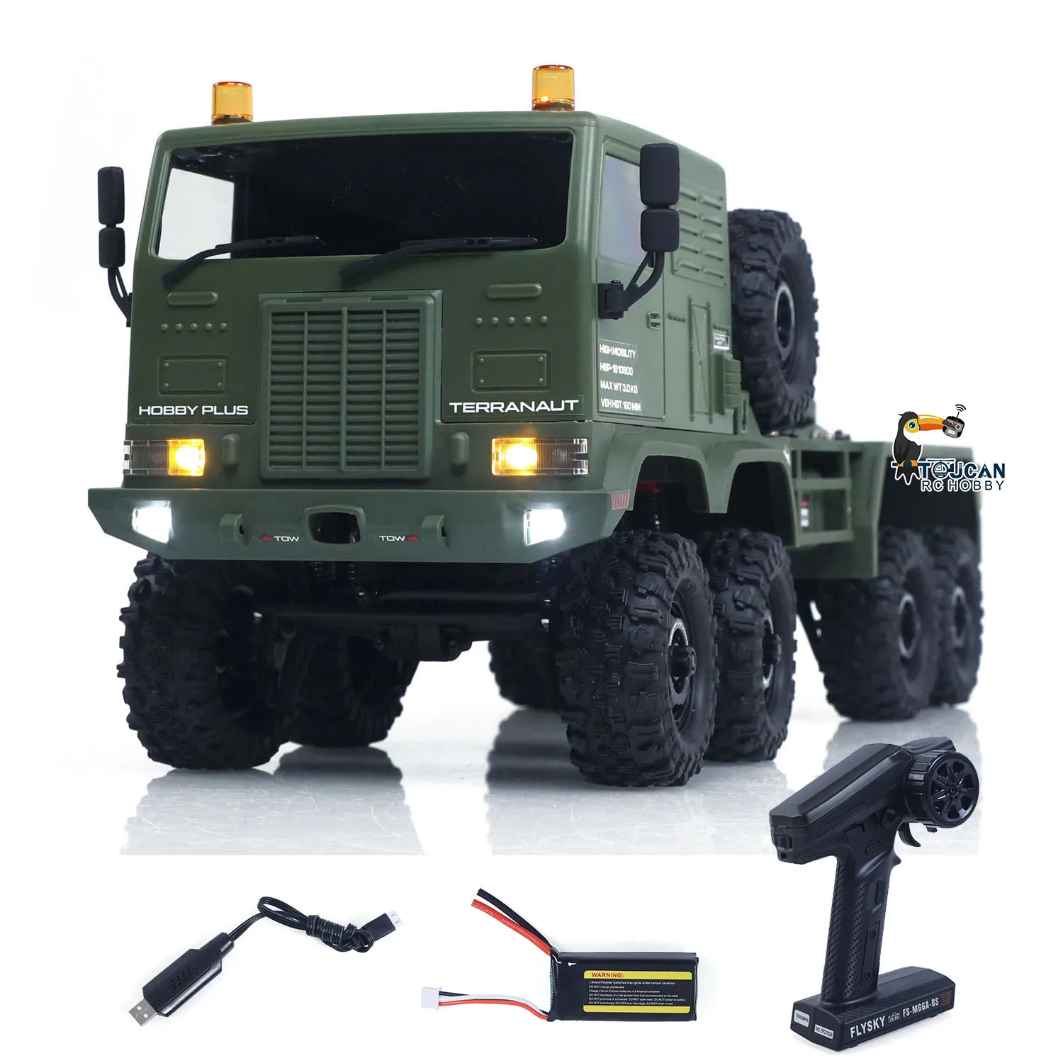 

US Stock RTR 1/18 RC Military Truck 8WD All Wheel Steering RC Off Road Vehicle Metal RC Off Road VehicleChassis 2Speed Gearbox