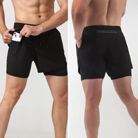 Men's 2-in-1 Running Shorts Quick Drying Breathable Active Training Exercise Jogging Cycle Shorts with Longer Liner