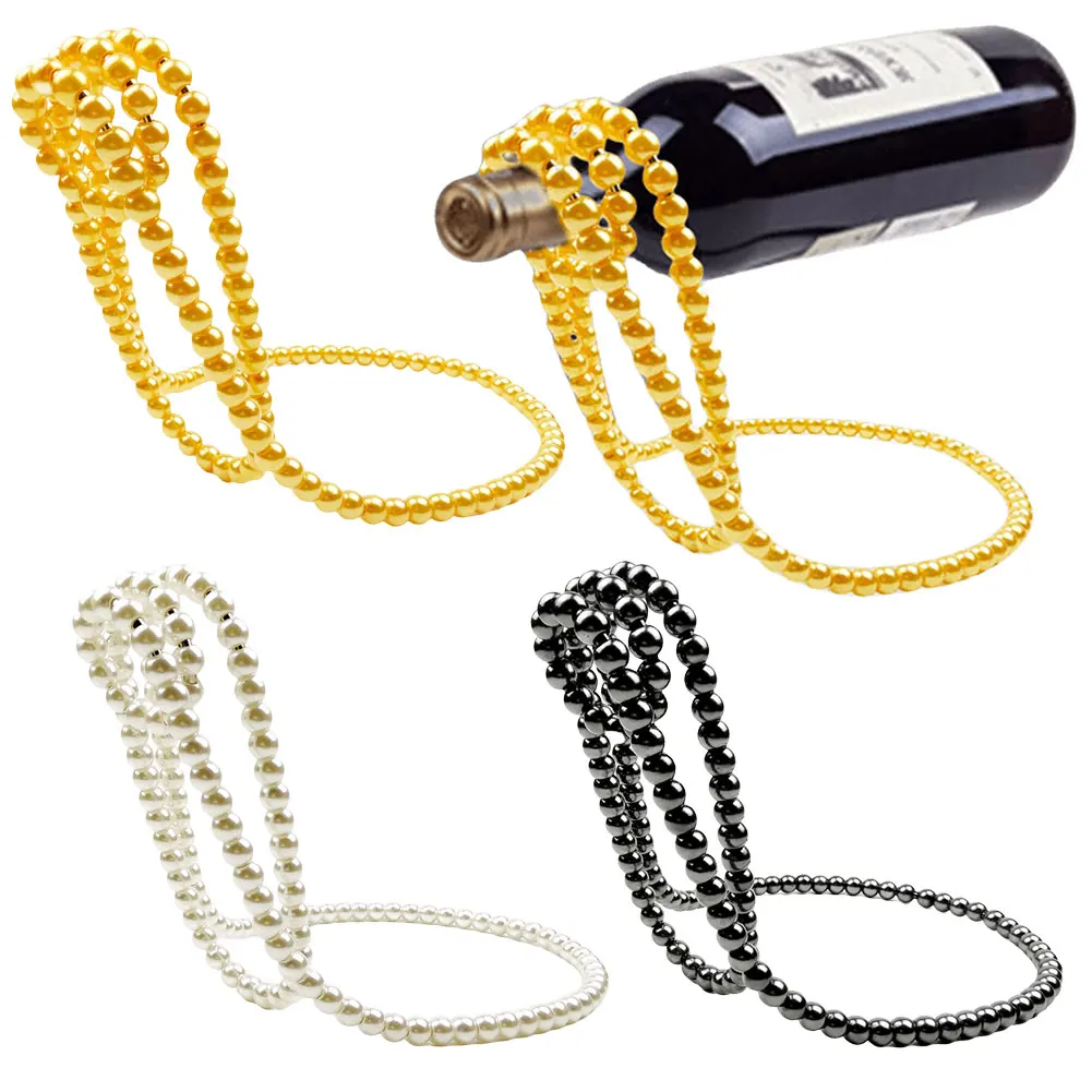 Pearl Necklace Wine Rack Cabinet Bar Decoration Home Desktop Decoration Novelty Gift for Kitchen Home Decoration for Wine Lovers