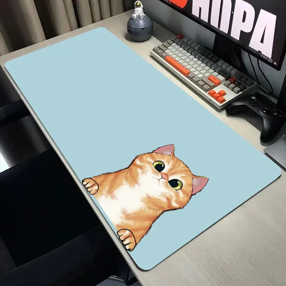 Anime Cute Cat Mouse Pad Large Computer Office Game Table Mats XXL Rubber Anti-slip Gaming Keyboard XL Mousepads Long Desk Pads