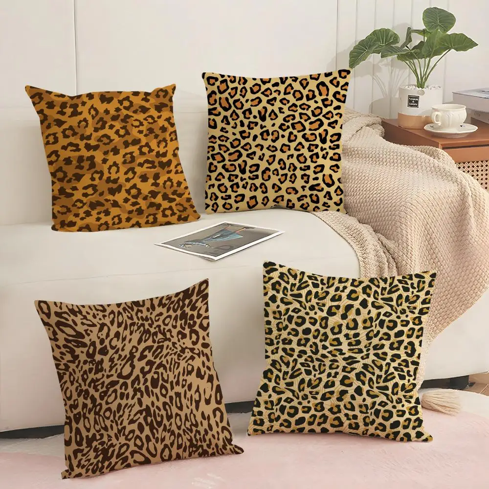 

Fashion Leopard pattern Cushion Cover Silky Short Plush with Invisible Zipper Dustproof Sofa Pillow Cover for Home Decor