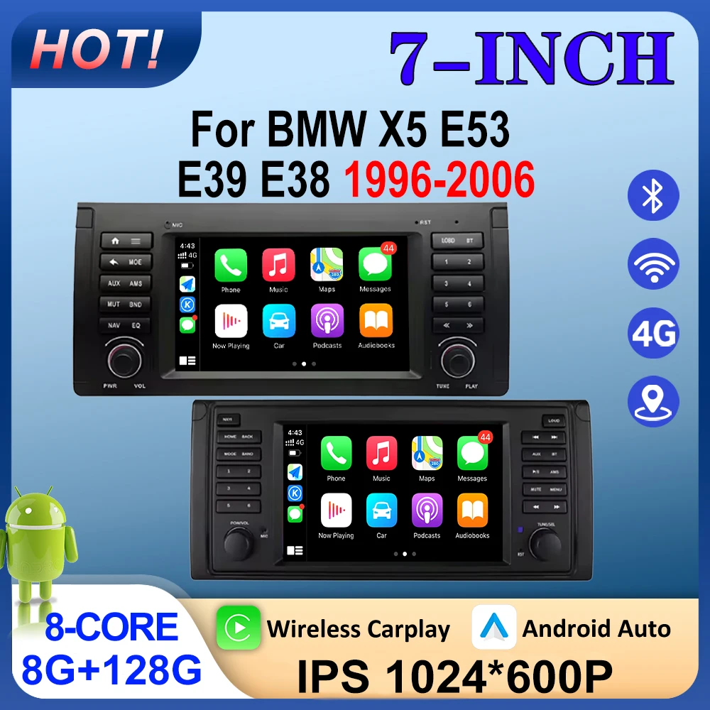 Android 16 Car Radio for BMW E39 E38 X5 E53 radio Auto Carplay Buttons Car Stereo GPS Intelligent System 4G