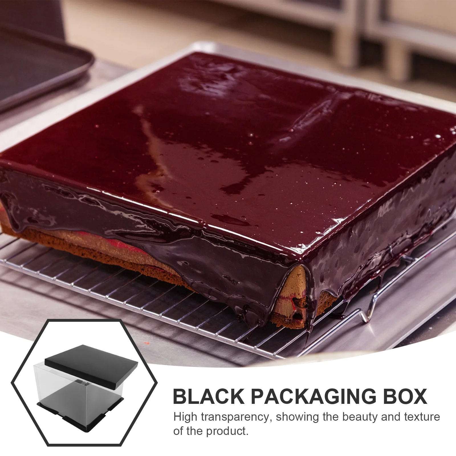 

Black Plastic Gift Box Clear Display Case For Cake Craft Storage Holder Small Transparent Cube Container