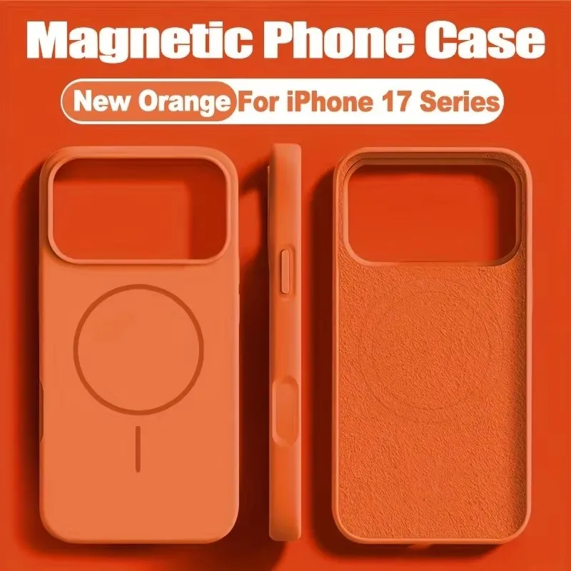حافظة مغناطيسية فاخرة من السيليكون السائل لهاتف آيفون 17 16 15 14 Plus 13 12 Pro Max 11 لشحن Magsafe اللاسلكي المقاوم للصدمات