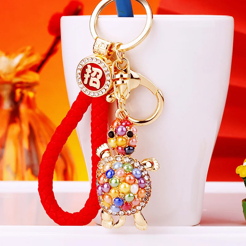 Opaal Schildpad Hanger Bedel Strass Kristallen Tas Sleutelhanger Sleutelhanger Huwelijksfeest Cadeau