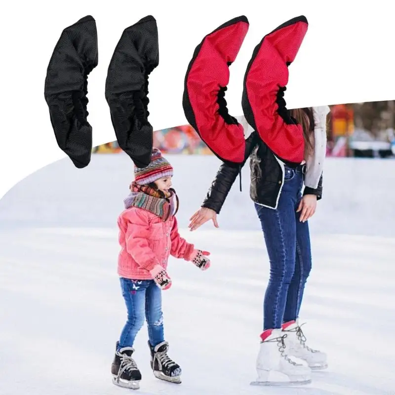 الجليد سكيت بليد الحرس غطاء قماش واقي عالمي لهوكي الشكل الزلاجات قابل للتعديل الأشرطة الآمنة 24BD