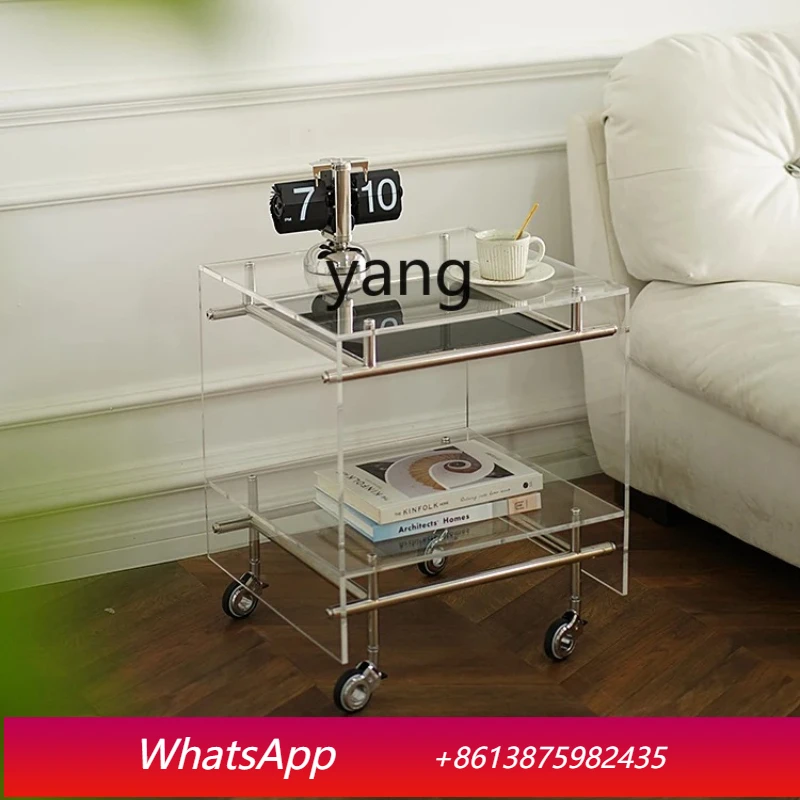 

MMM Sofa Side Table Acrylic Middle-Aged Trolley Portable Coffee Table Simple Household
