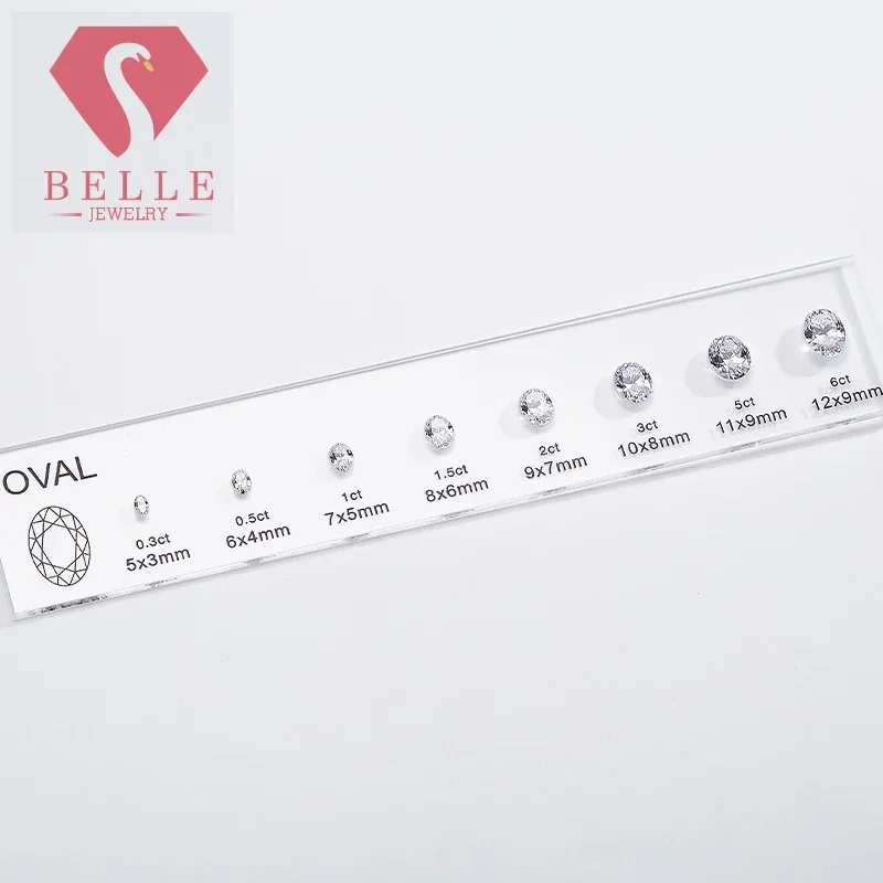 [Belle Jewelry]Customize Comparison Chart Cubic Zirconia Diamond Carat Set Ring Size Reference Oval Shapes for Jewelry Making