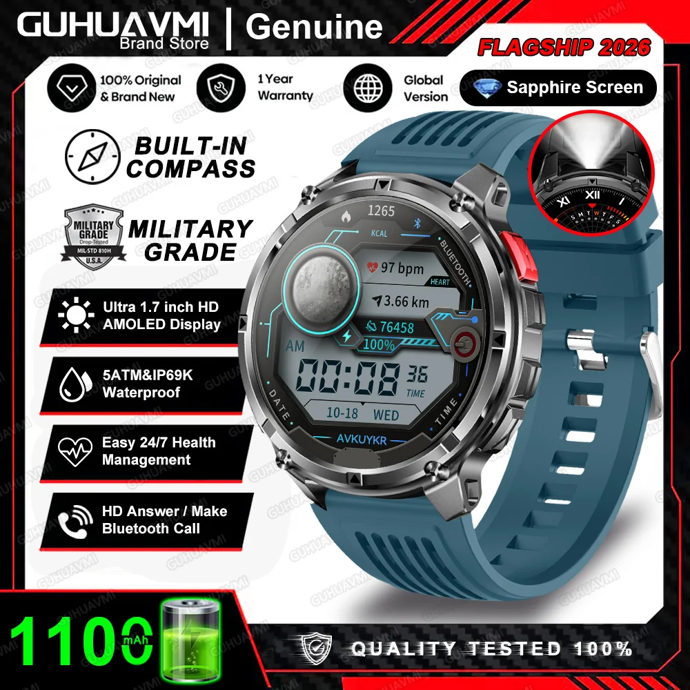 2026 Nieuwe T-Rex3 Pro 1100mAh Batterij Smart Watch GPS-pad 5ATM Waterdicht Sport Run tracker Buiten Kompas Militaire Smartwatch