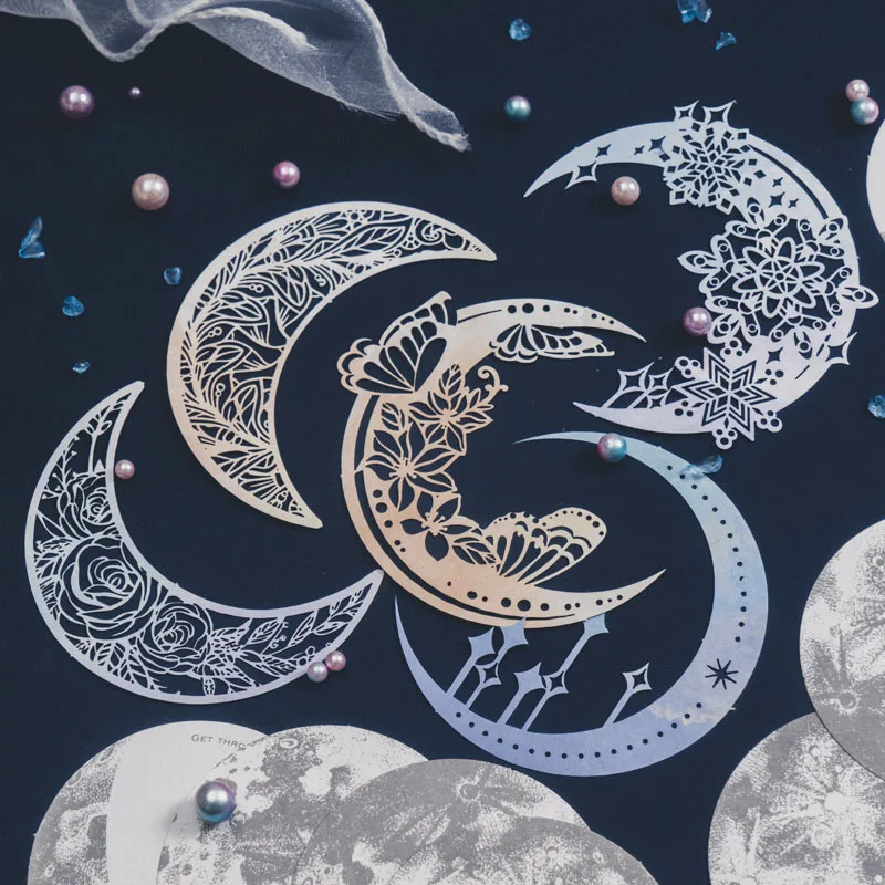 63Pieces Per Pack Material paper moon phase theme ledger collage primer single Memo notes Memo Pad Notebooks Scrapbooking