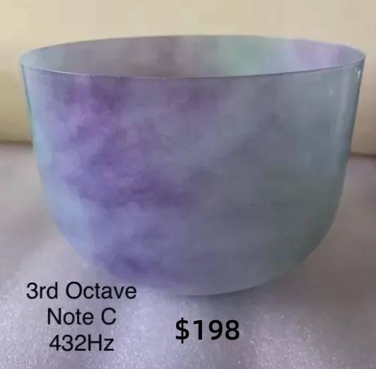 YUN QI QING YIN 3rd Octave Natural Color Crystal Singing Bowl 432Hz C C# D D# Note 8~8.5 Inch Sound Therapy Bowl For Sound Bath Meditation