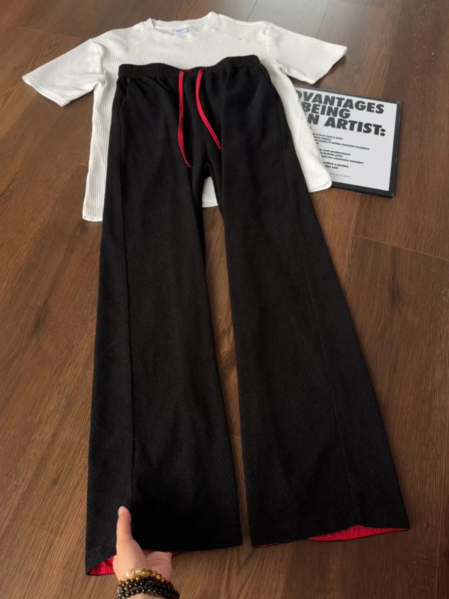 American Style Color Block Dragon Scale Pattern Breathable Casual Pants Men Summer Thin Straight Sport Trousers Design Sensat...