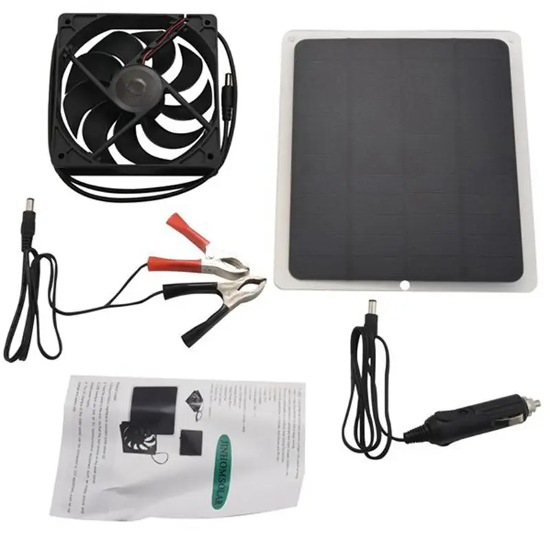 

Solar Panel Powered 10W Mini Ventilator Fan For Dog Houses Chicken Houses Greenhouse RV Roof