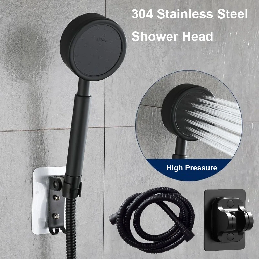 Zwart Roestvrij Staal Douchekop Fall Resistant Duurzaam Hoge Druk Douchekop Voor Badkamer Handheld Waterbesparende Douche Set