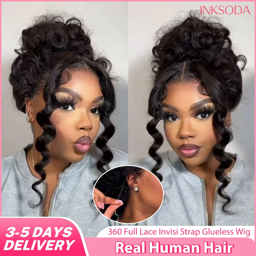 220 Density Body Wave HD 360 Full Lace Wigs Invisible Strap Drawstring 360 HD Lace Front Glueless Wigs Human Hair Preplucked