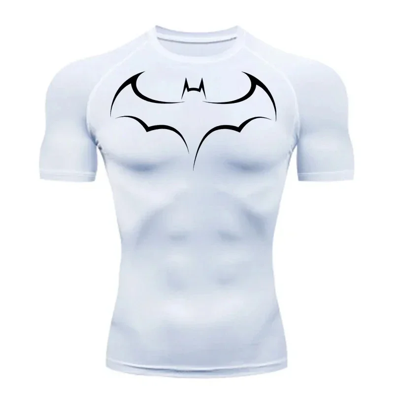 Bat Printed Men's Tight T-Shirt Running Compression Compression T Shirt Gym Fitness Jogging Short Sleeve Male Casual Shirt Tops