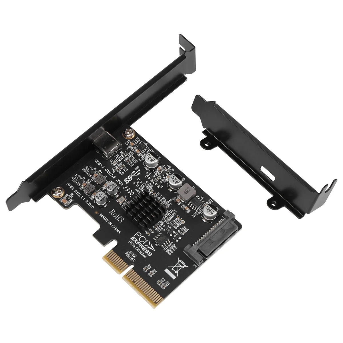 USB C타입 PCIE 카드, PCI-Express 4X to USB 3.2 Gen 2X2 (20Gbps) ASM3242 칩셋, 8/10/Linux용