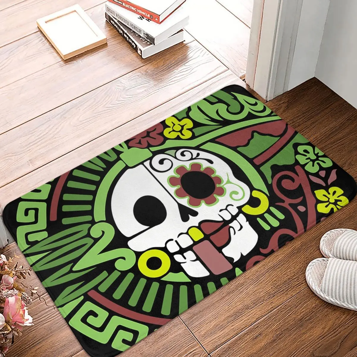 Mexican Art Anti-Slip Doormat Bath Mat Traditional Style Skull Mictlan Hallway Carpet Entrance Door Rug Indoor Decor