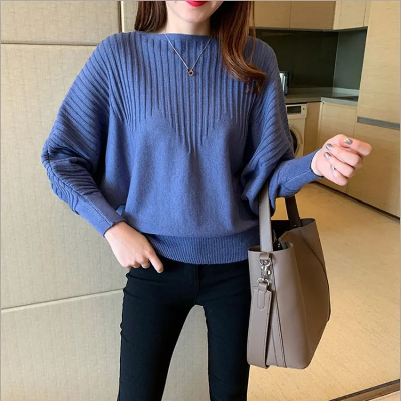 Knitted Sweater For Women Long Sleeves Student Pullover Tops Autumn Winter Thicken Warm Wool Pull Femme Bottoming Sweaters