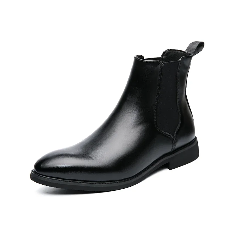 

High Top Handmade Men Business Chelsea Boots Black Leather Men Office Shoes 2025 Designer Classic Ankle Boots Size 38-48